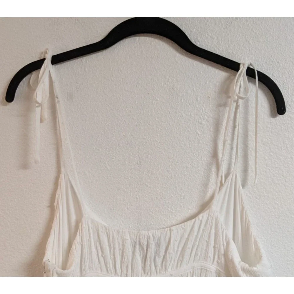 Women's PAIGE Inesa White Crinkle Ruffle Midi Dress Size Medium - Picture 10 of 16